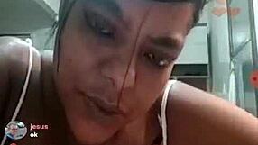 Brazilian bbw teases with big tits on webcam in fat show.