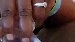 Ebony wife pleasures her big ass