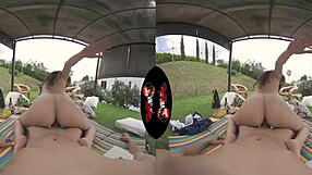 Sexy Latina Teen Shows Big Tits and Nipples Outdoors in VR