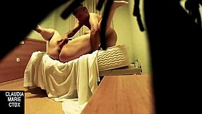 Hidden camera video shows overweight man getting oral sex