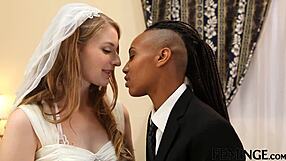 Feminge 4k - Lesbian Ebony Fucks Her Wife On The Bed With A Strap On