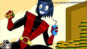 Nightcrawler teleport fail blooper in anime cartoon