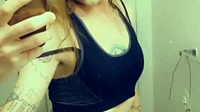 miniskirt tranny teases with her cock in panties