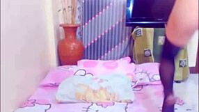 Must see shemale boldly sucks her own monster cock on webcam. Intense self-sucking action.