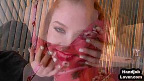 Ginger beauty jerks off boyfriend POV after solo masturbation