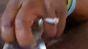 Ebony wife pleasures her big ass