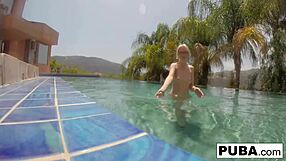 samantha rone masturbates underwater in pool, nude and solo.