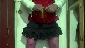 Bisexual crossdresser enjoys tasting his own piss