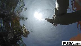 samantha rone masturbates underwater in pool, nude and solo.