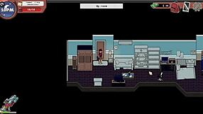 Fat curvy milf gives rough handjob to monster cock in taboo hentai game at gym.