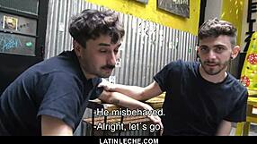 LatinLeche - Sexy Latino Boy Covered in Cum by Four Hung Studs