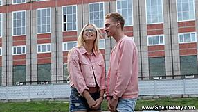 She is Nerdy - Nerdy coed Nikki Hill rides hard