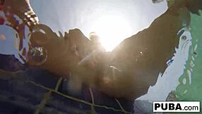 samantha rone masturbates underwater in pool, nude and solo.