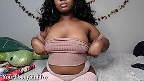 i'm feeling excited teasing with my bouncy ebony boobs