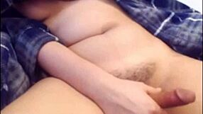 Tranny Strokes Hard to Reach Intense Orgasm Up Close