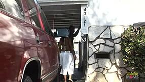 ebony chick gets her ass jizzed after screwing on the couch.