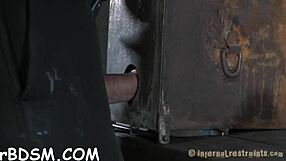 bound sweetheart receives anal hook toy, bent over for fucking