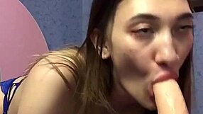 ki-sim sucking on toys and dildo in russian homemade style, feels amazing