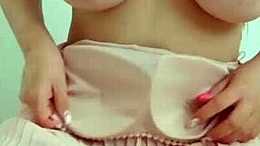 young student in pink dress flashes big tits and plays for luxury orgasm. just pure fun watching her bounce!