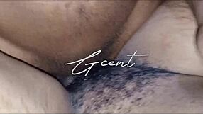 Intense close up of passionate hairy sex in missionary position with dripping wet pussy