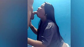 teen brunette gets fucked in kitchen with oral creampie and cumshot