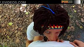 Pov blowjob and handjob in public park till cum in mouth!