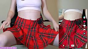 Naughty Teen Flashes Shaved Pussy Upskirt on TikTok Livestream