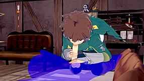 There is a free Japanese anime game porn with scenes of Kazama and how he sucks