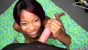 Afro Babe Strokes Monster Cock