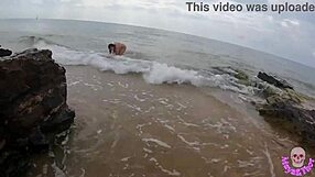 Hot Couple Having Sex on Public Beach with Big Cock and Ass