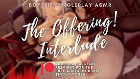 The offering is tied up, teasing with anal and masturbation