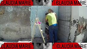 I take off her panties and give her a good treat against the wall