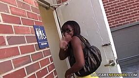 Ana Foxxx dominates public gloryhole interracial sex