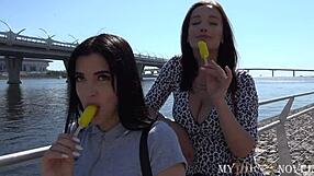 Unbelievable! Skinny Brunette Seduced for Anal with Classy Milf Couple!