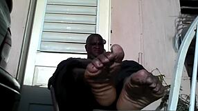 Bear Black Master Shows Big Feet After Work, Needs Slave