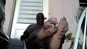 Bear Black Master Shows Big Feet After Work, Needs Slave