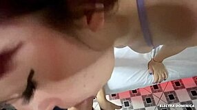 I hired this provocative latina maid in tiny shorts, she sucked my cock after teasing me