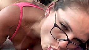 Feeling horny, blonde amateur gives passionate deep throat to uber driver in traffic.