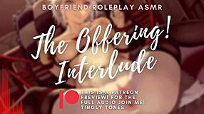 The offering is tied up, teasing with anal and masturbation