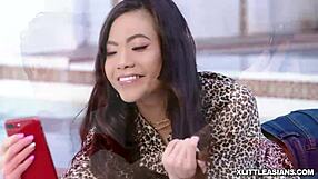 Sam shock fucks teen asian cutie in doggystyle and eats her pussy