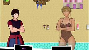 A knight of love adventure with a sexy milf performing a beach bathroom blowjob