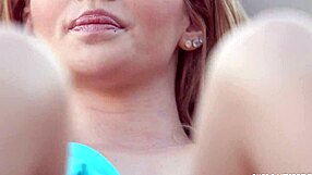 hot blonde teen 18+ in bikini enjoys outdoor masturbation while being watched, then gets doggystyle fucked