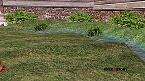 Animated Cute Girl Gets Multiple Orgasms in Garden