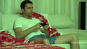 Blonde babe angelika grays fucks boyfriend during game