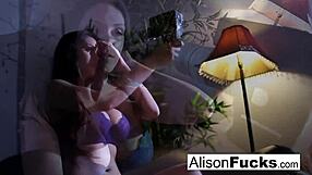 alison tyler strips outta purple lingerie so hot 😍