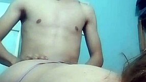 i'm touching her tits on webcam and bending her over for doggystyle. latina milf couple in amateur fun.