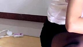 mature asian woman uses vibrator on big wet pussy while watching porn