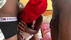 homemade african girl in tight jeans gets banged by two kumasi guys