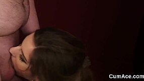 Hey, this kinky doll just got a huge cumshot on her face and gulped it all down