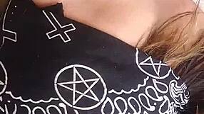 Old masked person gives intense blindfolded blowjob